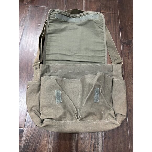 Heavy Duty Canvas Shoulder Messenger Bag Cotton Storage Green Adjustable Strap - Picture 4 of 11